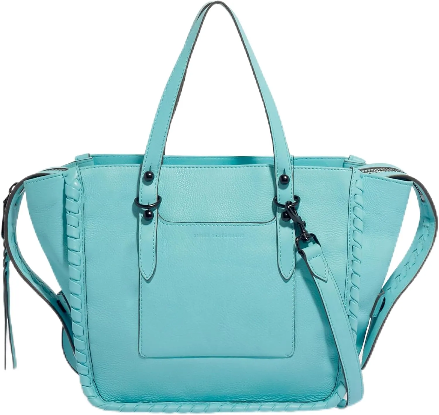 Aimee Kestenberg Casablanca Medium Tote Bag for Women - Shoulder Leather Tote Purse Handbag with Zipper & Pockets - Aqua