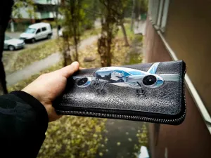 Airplane, Aviation, Men's 3D Genuine Leather Wallet, Zip wallet, Biker wallet, Clutch wallet, Handmade wallet, Carved wallet, Tooled wallet, Airbrush Art, Custom wallet, Personalized wallet