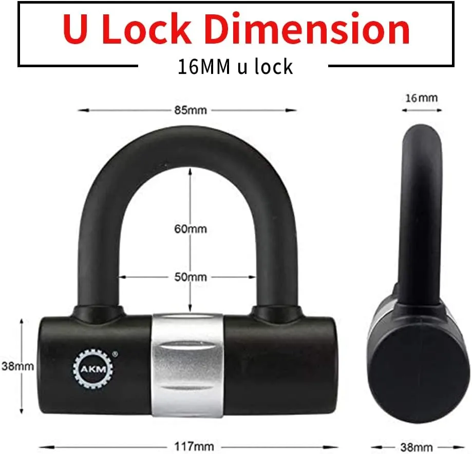 AKM Bike Lock Chain Lock 120cm/4ft Heavy Duty Durable 12mm Thick Anti-Theft Bicycle Chain Lock with 4Keys Security 16mm U Lock Disc Lock for Bicycle,Moped,Scooter,Motorcycle