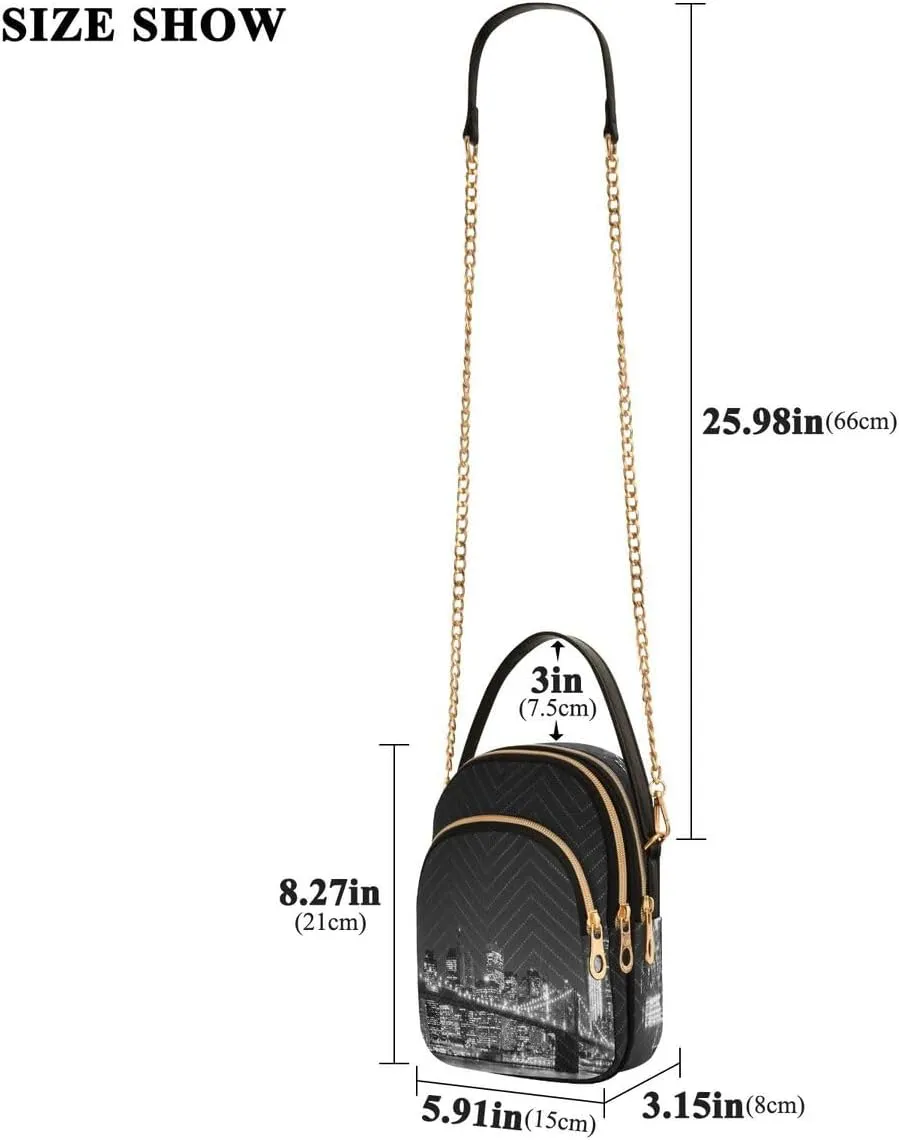 ALAZA Brooklyn Bridge Manhattan Night New York City Crossbody Bag Small Shoulder Handbags Leather Purse for Women