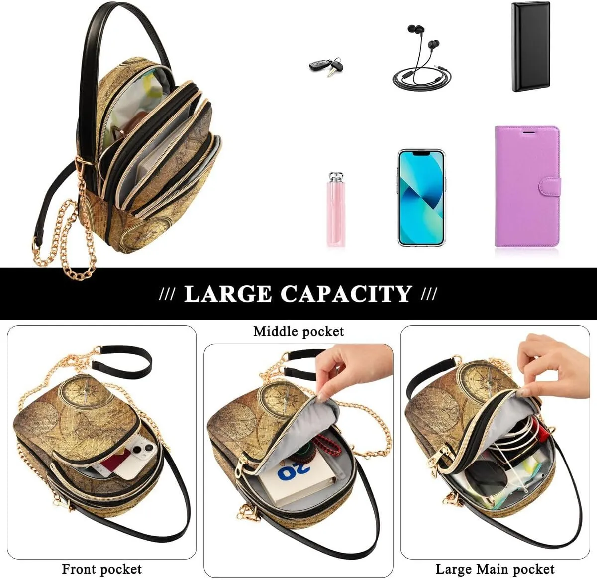 ALAZA Crossbody Bag Small Shoulder Handbags Leather Purse for Women