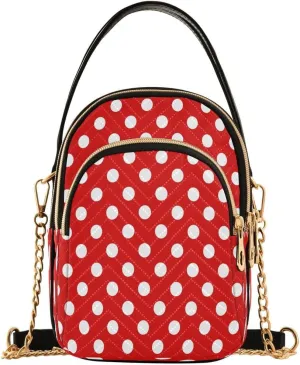 ALAZA Polka Dot Red White Crossbody Bag Small Shoulder Handbags Leather Purse for Women