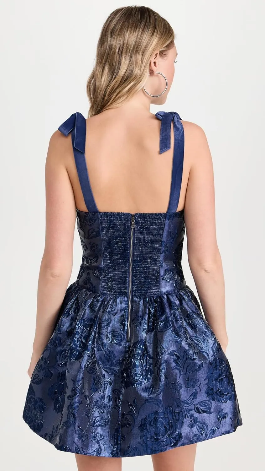 alice   olivia Women's Maryann Tie Shoulder Drop Waist Mini Dress