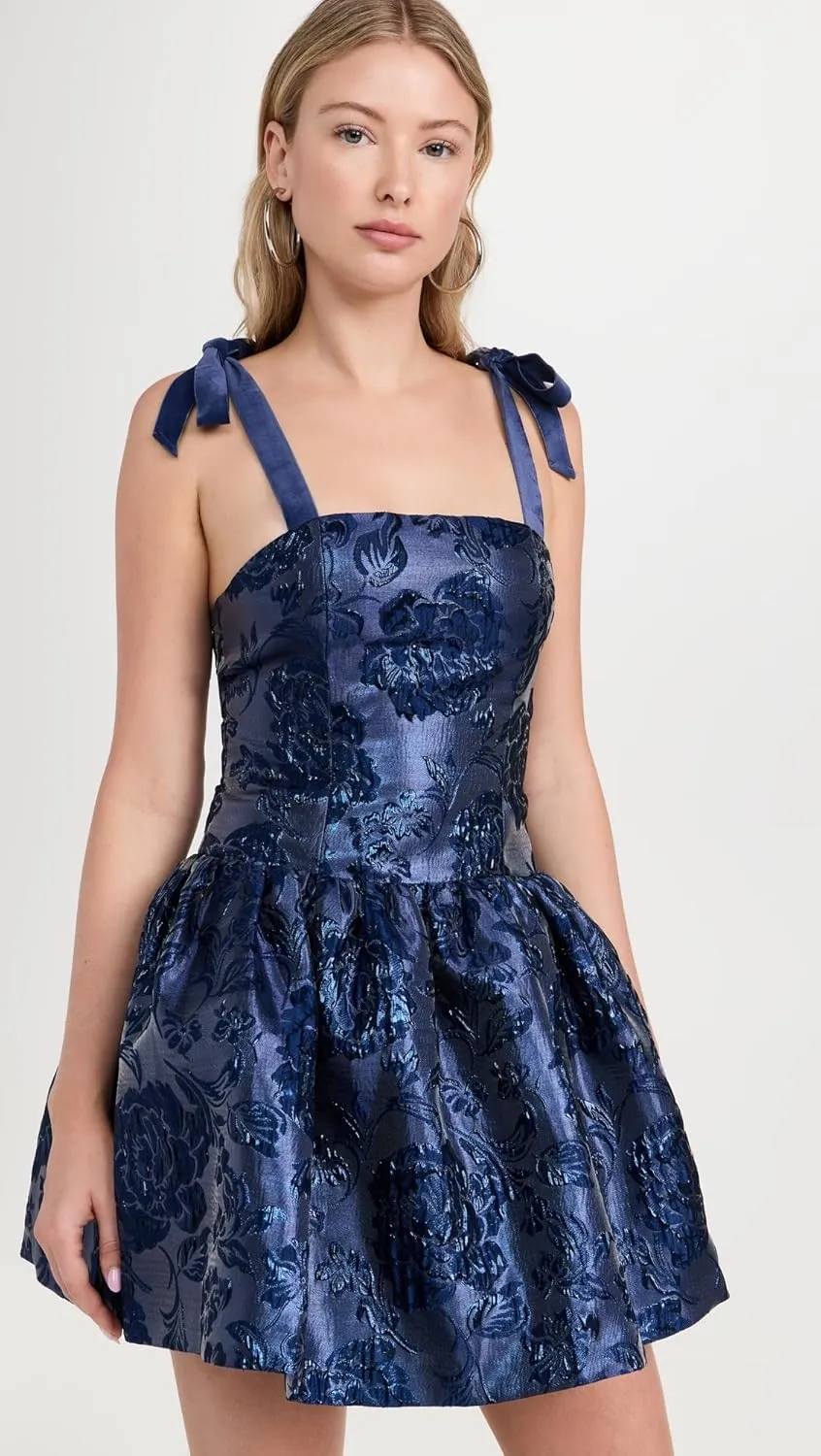 alice   olivia Women's Maryann Tie Shoulder Drop Waist Mini Dress