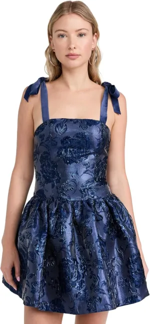alice   olivia Women's Maryann Tie Shoulder Drop Waist Mini Dress