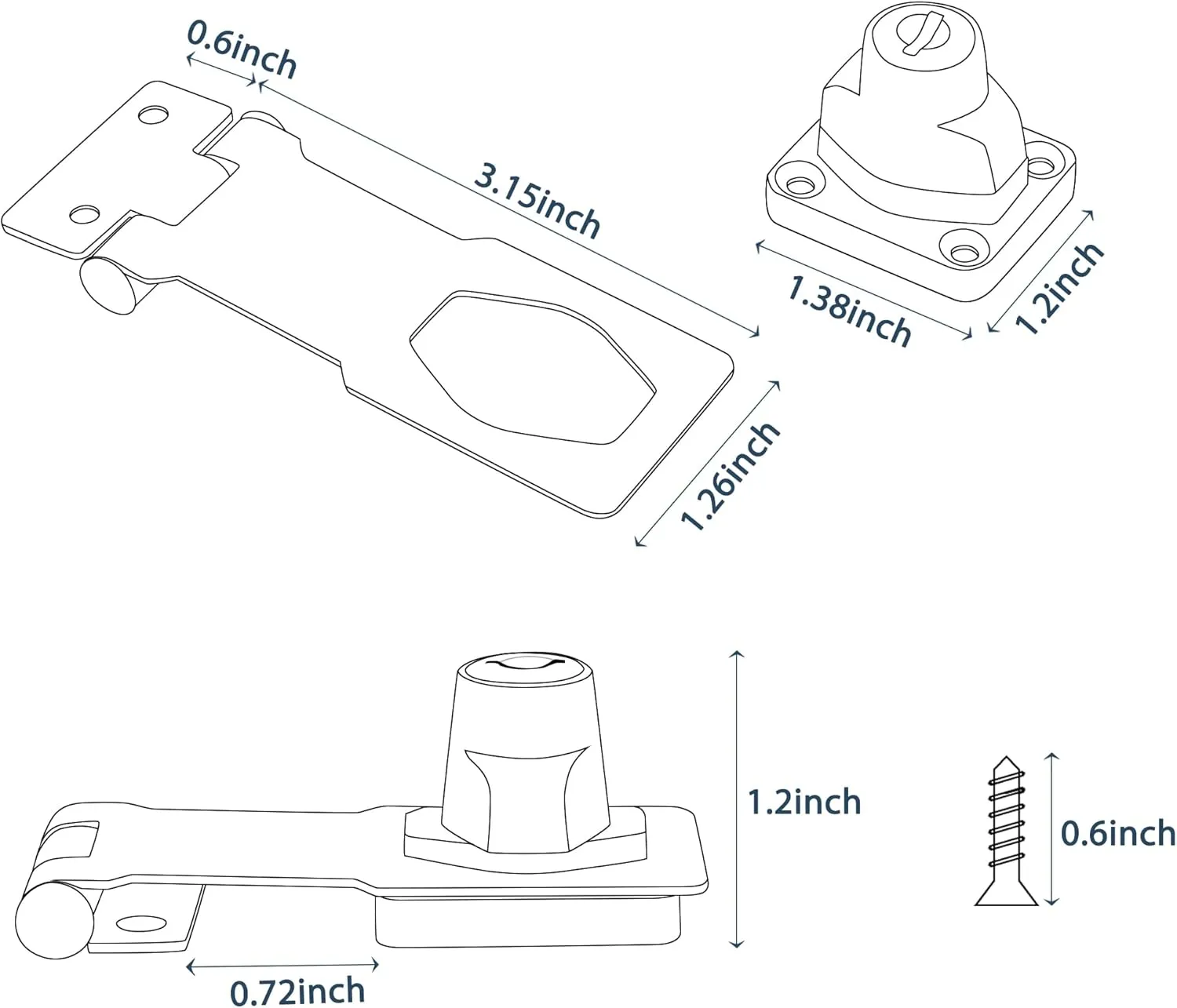 Alise Keyed Hasp Lock,3 Inch Safety Packlock Clasp Hasp Lock Latch with Lock,Door Hinge Lock with Keys Keyed Locking Hasp for Cabinets Closets Doors,Chrome
