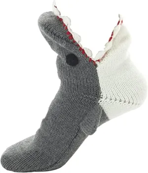 Alligator Socks Shark Socks Biting Leg, Novelty Knit Crocodile Socks, Funny Animal Floor Socks for Adult
