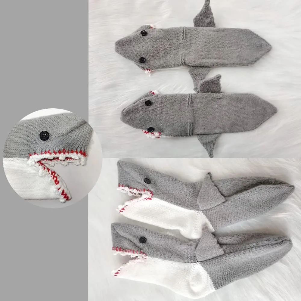 Alligator Socks Shark Socks Biting Leg, Novelty Knit Crocodile Socks, Funny Animal Floor Socks for Adult
