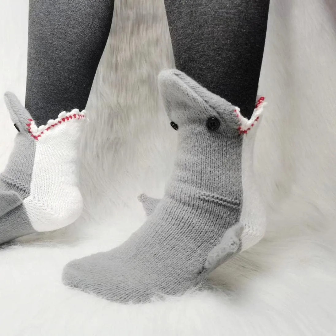 Alligator Socks Shark Socks Biting Leg, Novelty Knit Crocodile Socks, Funny Animal Floor Socks for Adult
