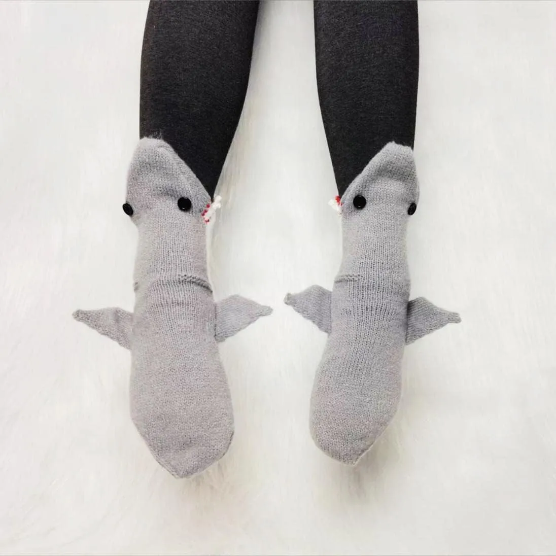 Alligator Socks Shark Socks Biting Leg, Novelty Knit Crocodile Socks, Funny Animal Floor Socks for Adult