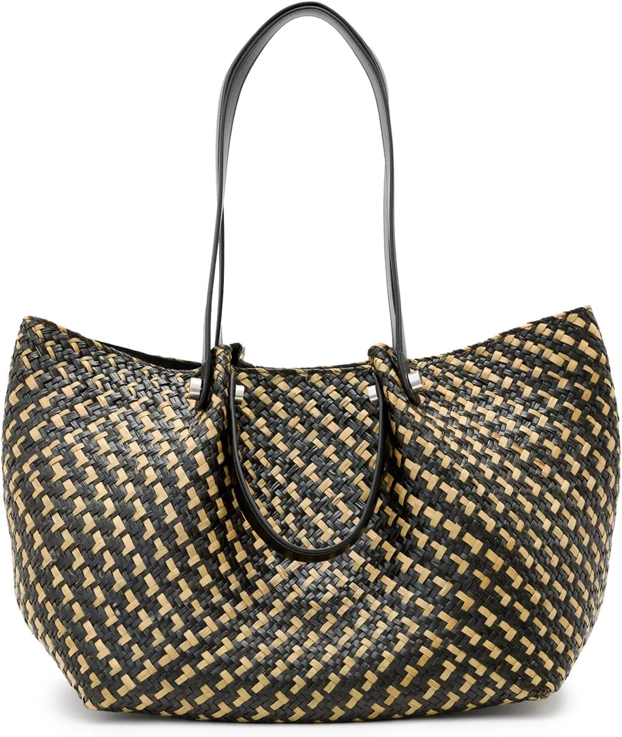 Allington Straw Tote, Black/Natural