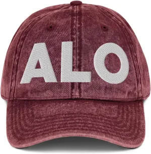 ALO Airport Hat (Embroidered Vintage Cotton Twill Cap) Flying to Waterloo Airport Gift