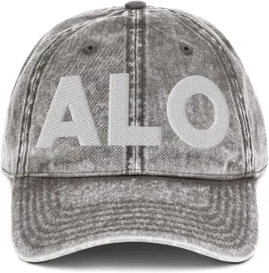 ALO Airport Hat (Embroidered Vintage Cotton Twill Cap) Flying to Waterloo Airport Gift