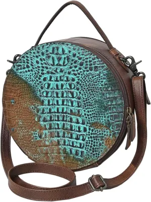 American Darling Adbg1563A Canteen Crocodile Embossed Genuine Leather Women Bag Western Handbag Purse