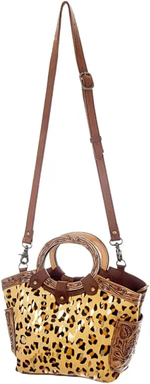 American Darling Hand Tooled Hair On Genuine Leather Women Bag Western Handbag Purse