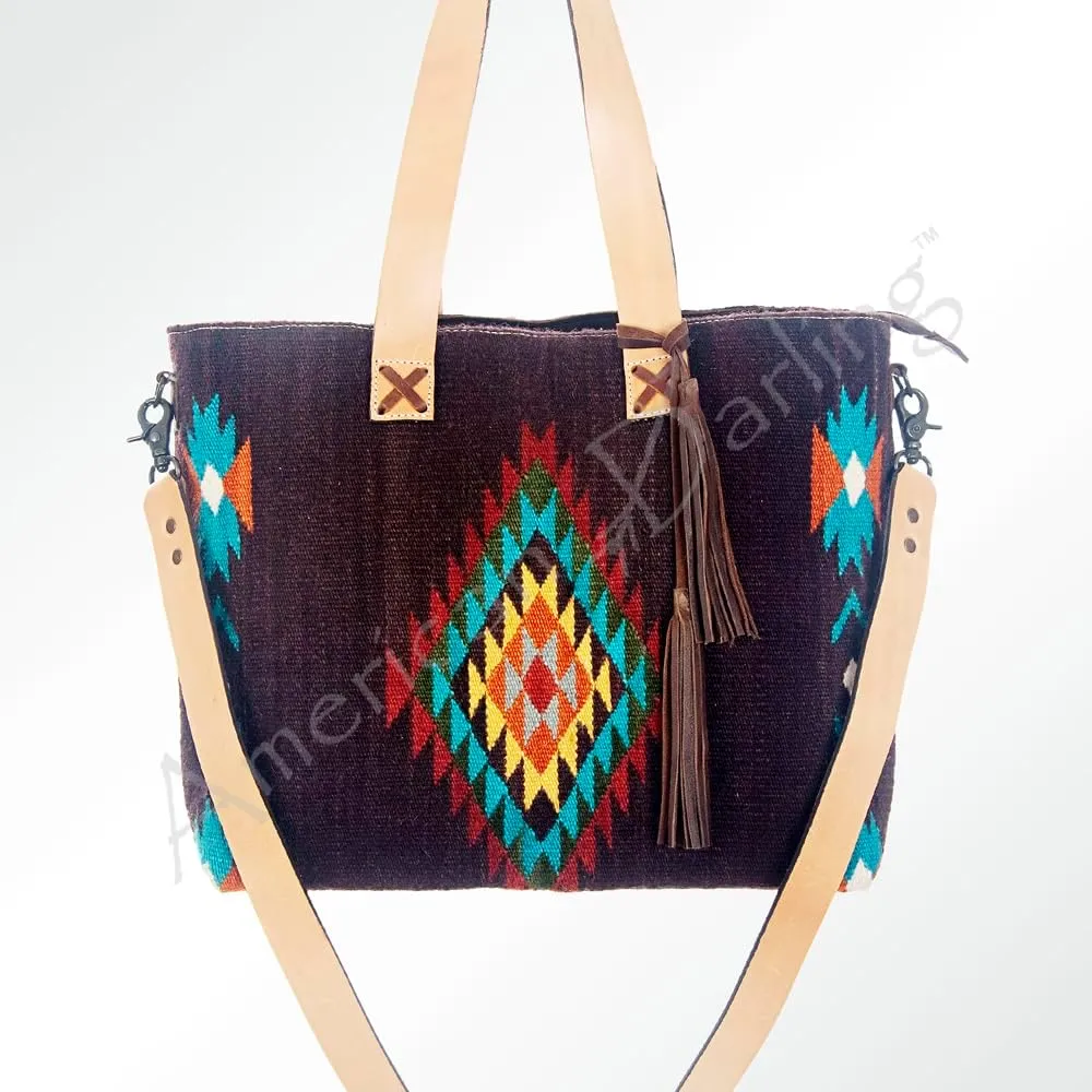 American Darling Tote Saddle Blanket Genuine Leather Women Bag Western Handbag Purse