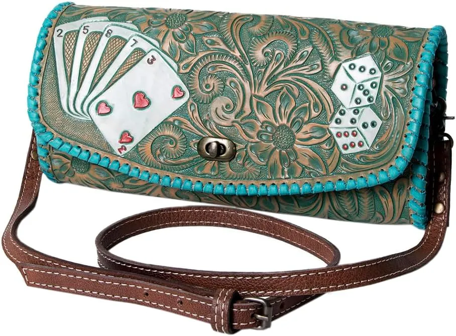 American Darling Wallet Hand Tooled Genuine Leather Women Bag Western Handbag Purse