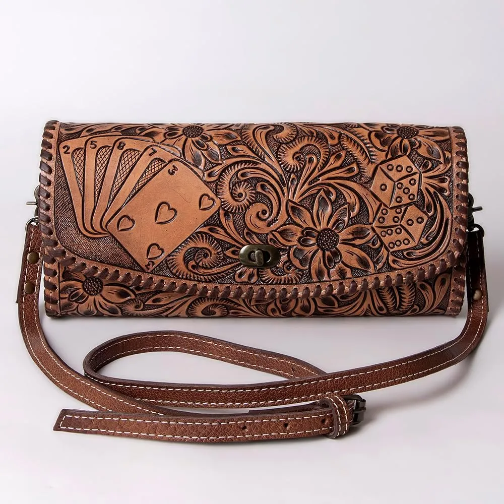 American Darling Wallet Hand Tooled Genuine Leather Women Bag Western Handbag Purse
