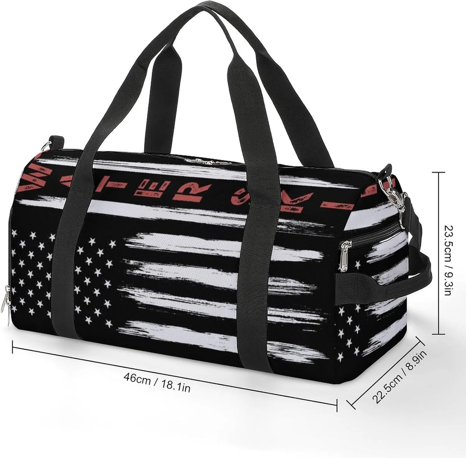 American Flag Water-skiing Water Resistant Gym Bag with Shoe Compartment, Travel Duffel Tote Bag Weekender Overnight Bag for Women Men
