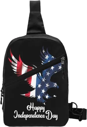 American Flag We The People Eagle Portable Sling Bags Packable Crossbody Bag Foldable Sport Daypack Reusable Shoulder Backpack Diagonally Chest Bag for Workout Travel