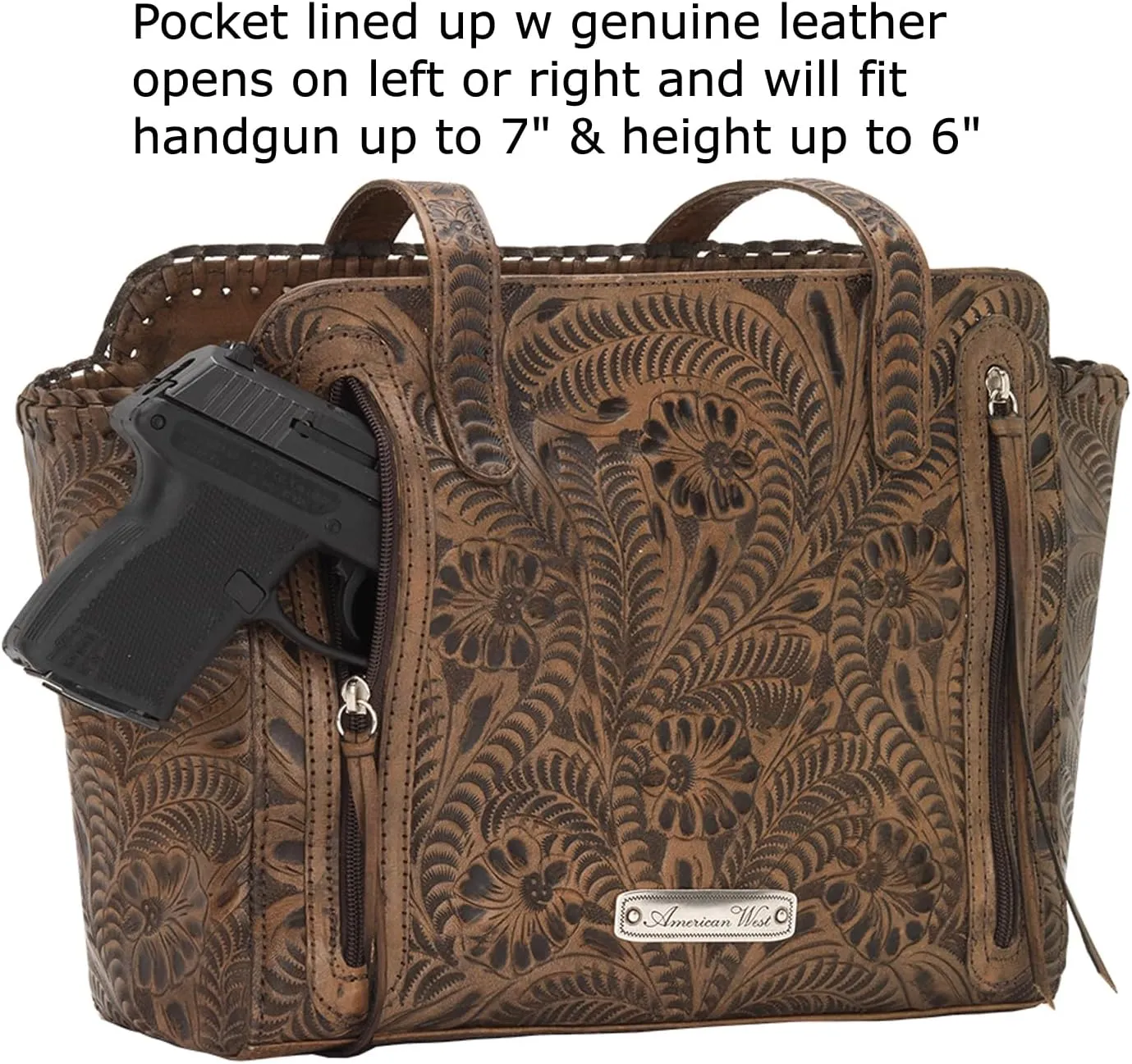 American West Annie's Secret Zip-Top Tote | Ambidextrous Conceal Carry Pocket for Women