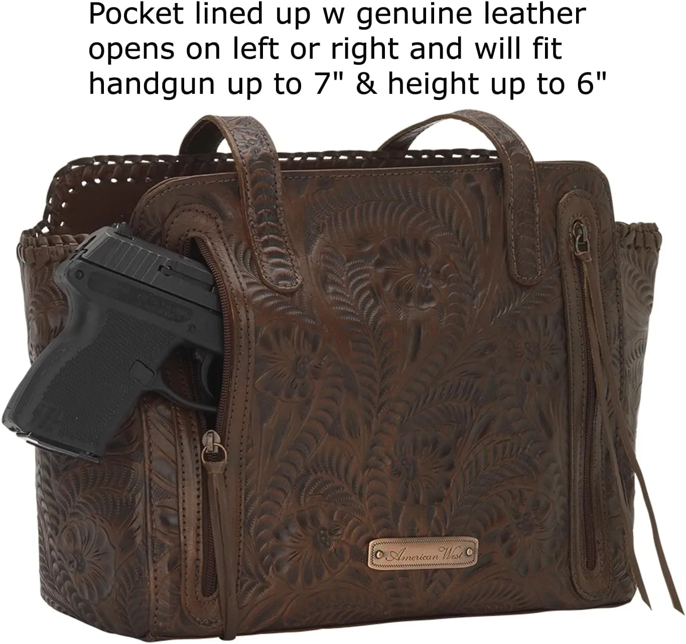 American West Annie's Secret Zip-Top Tote | Ambidextrous Conceal Carry Pocket for Women