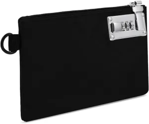 AMIR Money Bags with Zipper, 5x8 Inches, Money Pouch, Cash Bag, Coin Purse Bank Bags with Zipper for Travel, Cash, Jewelry, Passports, Credit Cards - Black