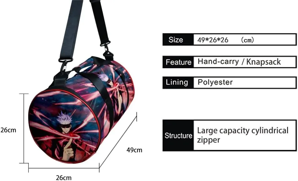 Anime Jujutsu Kaisen Gym Bag Manga Cosplay Sport Duffel Bag With Shoe Compartment(Finger Light) One size