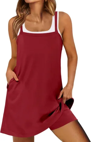 ANRABESS Womens Tennis Dress 2025 Trendy Summer Casual Loose Athletic Workout Exercise Golf Mini Romper Dress Built in Shorts