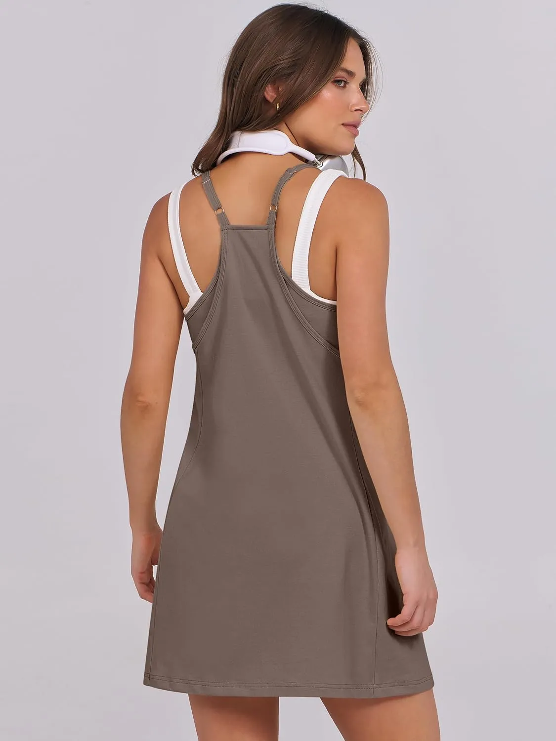 ANRABESS Womens Tennis Dress 2025 Trendy Summer Casual Loose Athletic Workout Exercise Golf Mini Romper Dress Built in Shorts