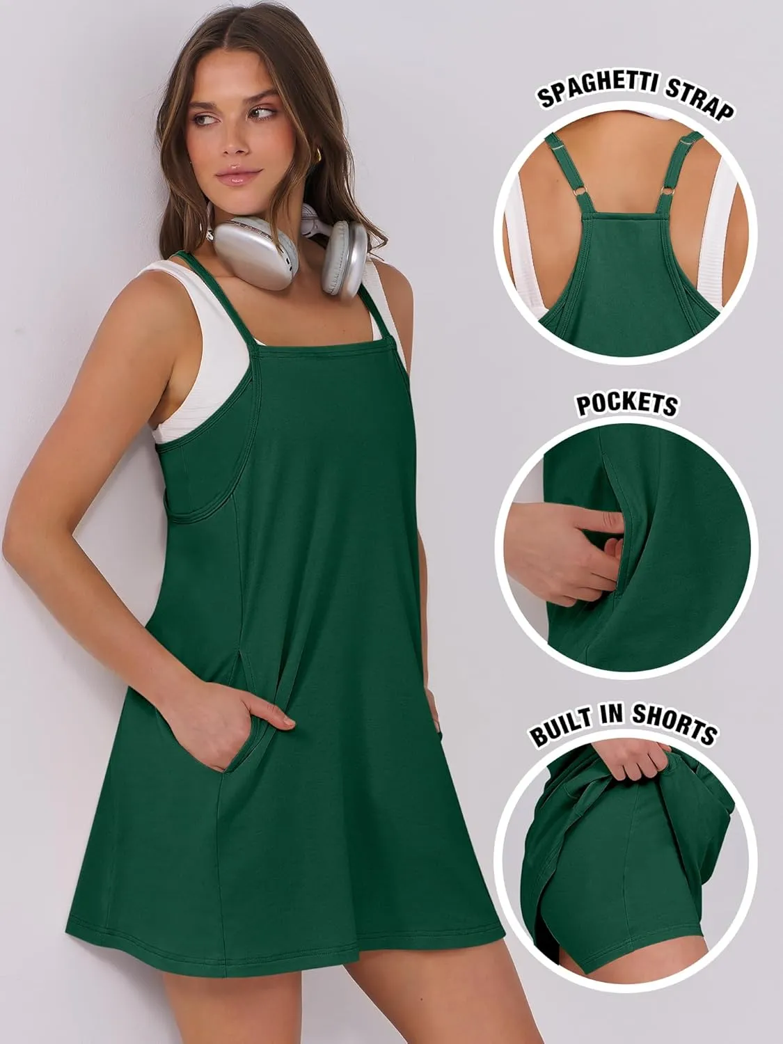 ANRABESS Womens Tennis Dress 2025 Trendy Summer Casual Loose Athletic Workout Exercise Golf Mini Romper Dress Built in Shorts