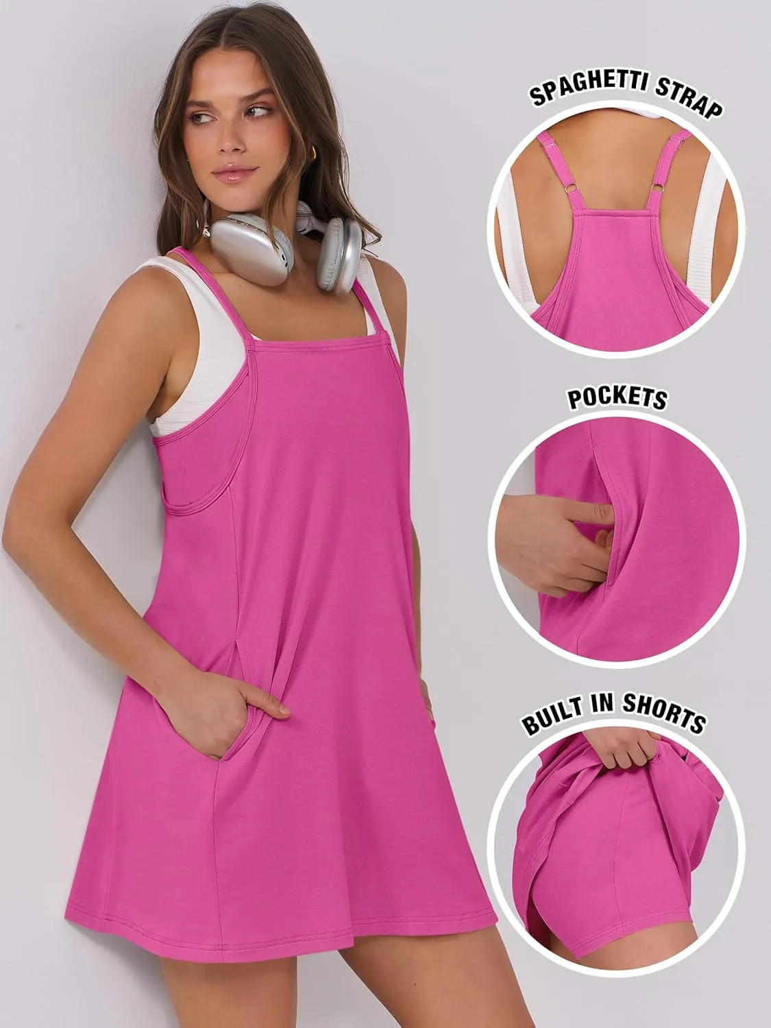 ANRABESS Womens Tennis Dress 2025 Trendy Summer Casual Loose Athletic Workout Exercise Golf Mini Romper Dress Built in Shorts