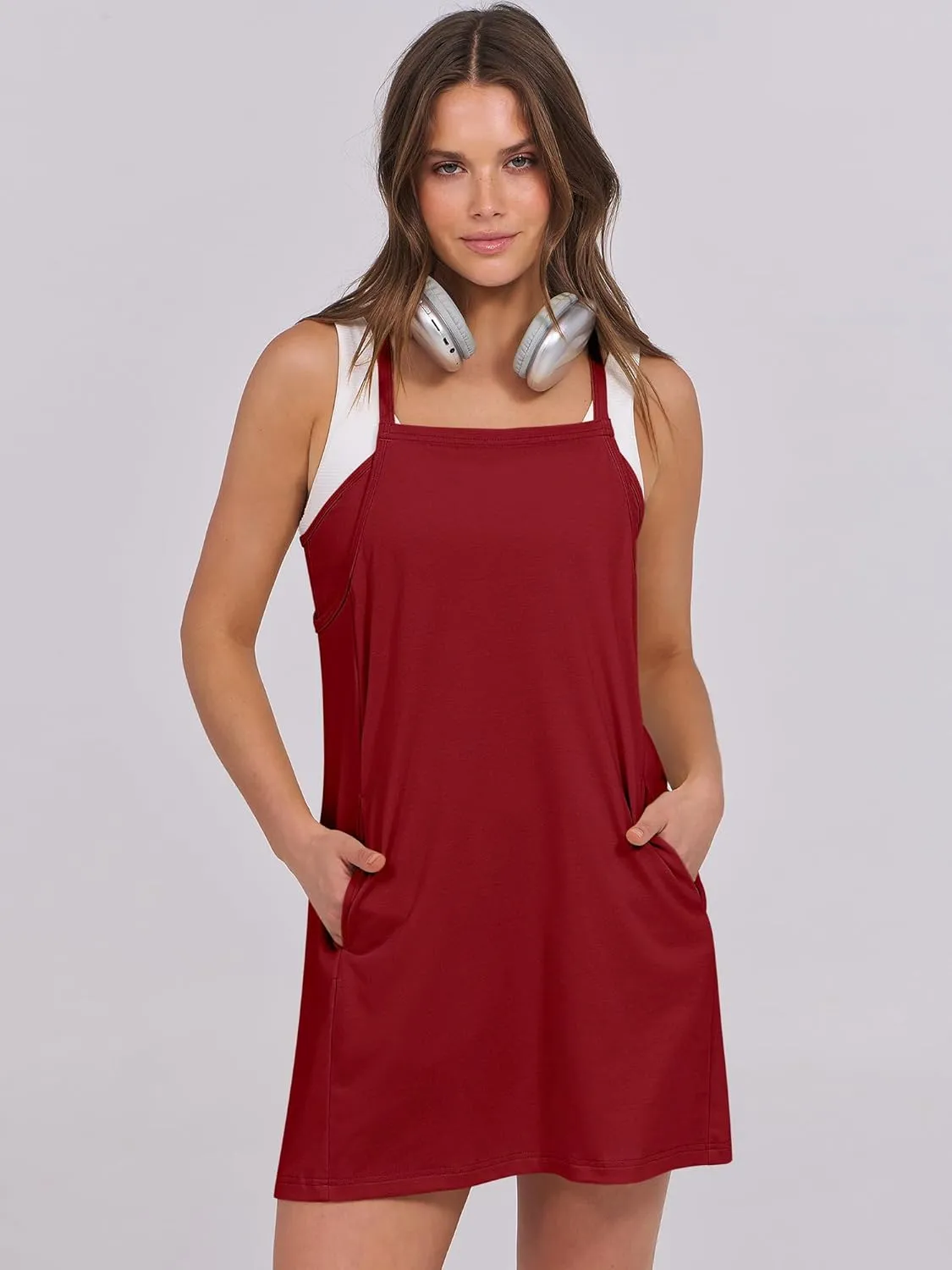 ANRABESS Womens Tennis Dress 2025 Trendy Summer Casual Loose Athletic Workout Exercise Golf Mini Romper Dress Built in Shorts