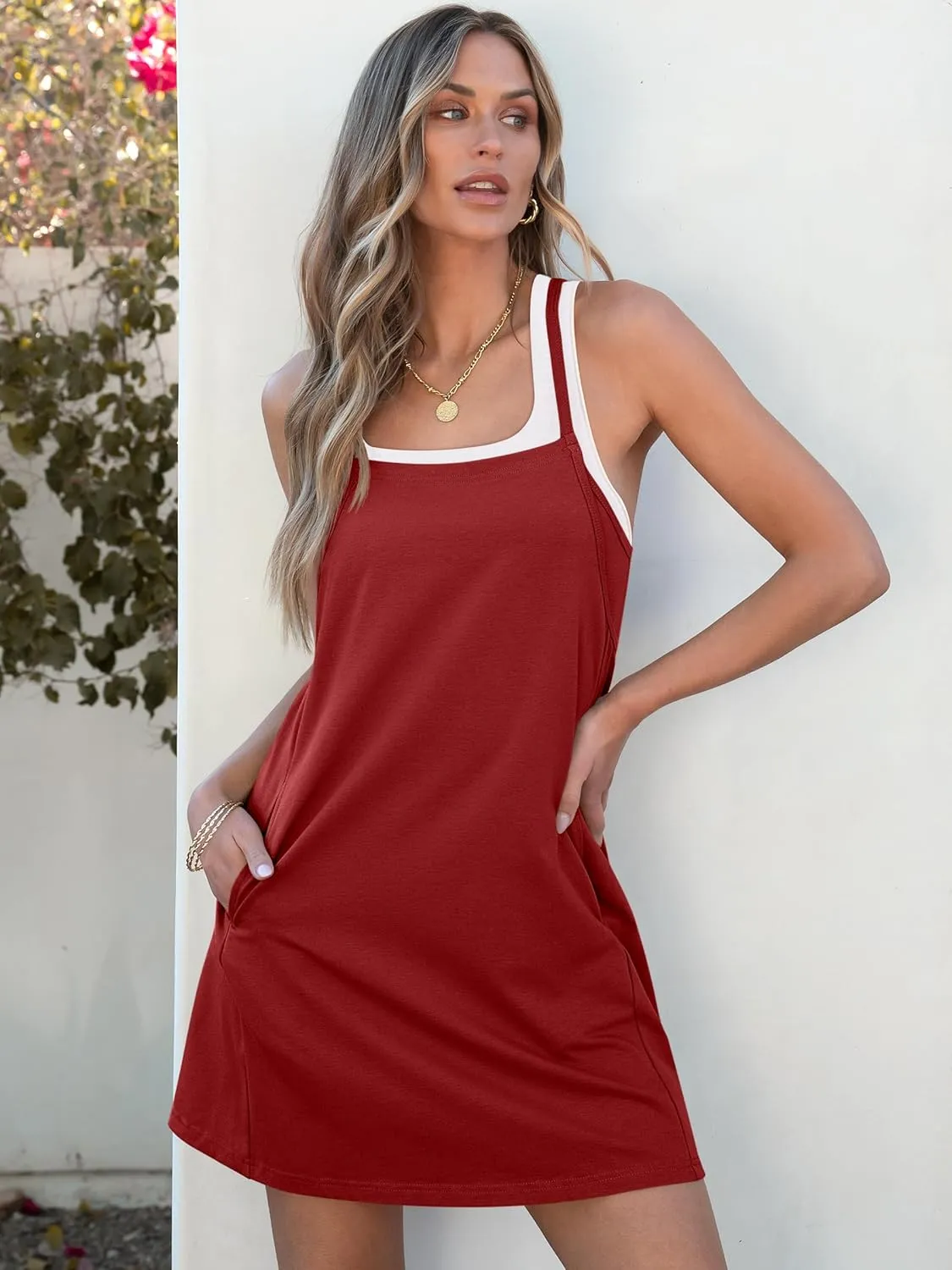ANRABESS Womens Tennis Dress 2025 Trendy Summer Casual Loose Athletic Workout Exercise Golf Mini Romper Dress Built in Shorts