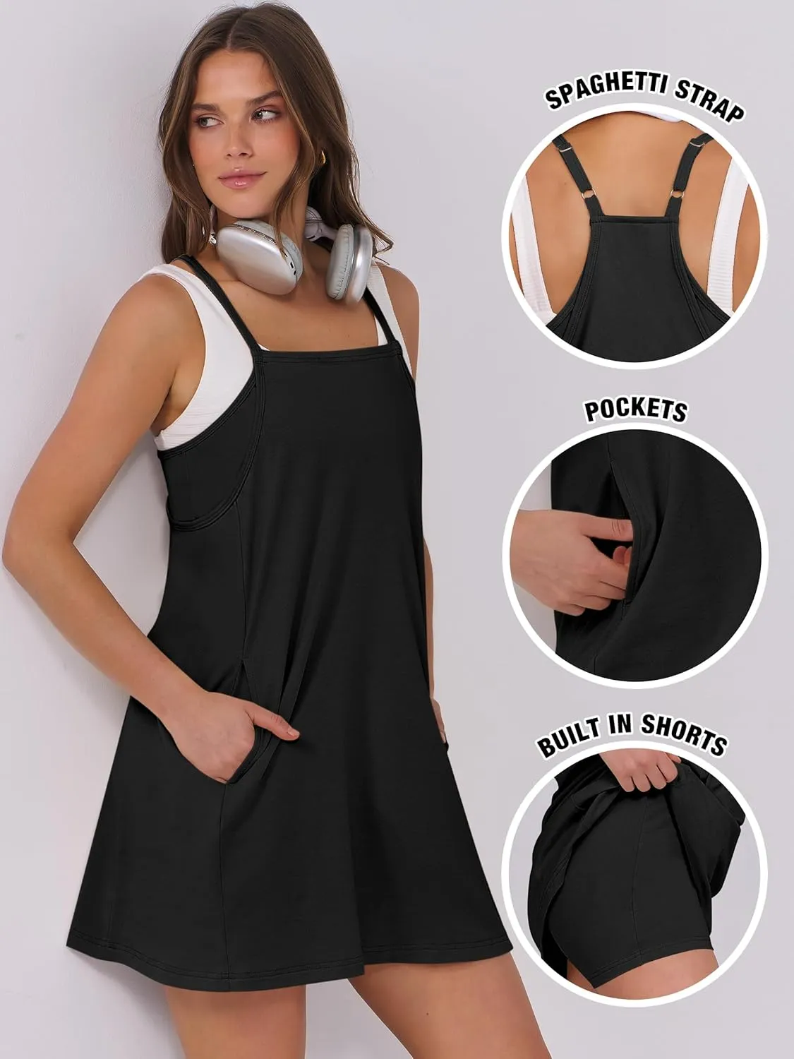 ANRABESS Womens Tennis Dress 2025 Trendy Summer Casual Loose Athletic Workout Exercise Golf Mini Romper Dress Built in Shorts