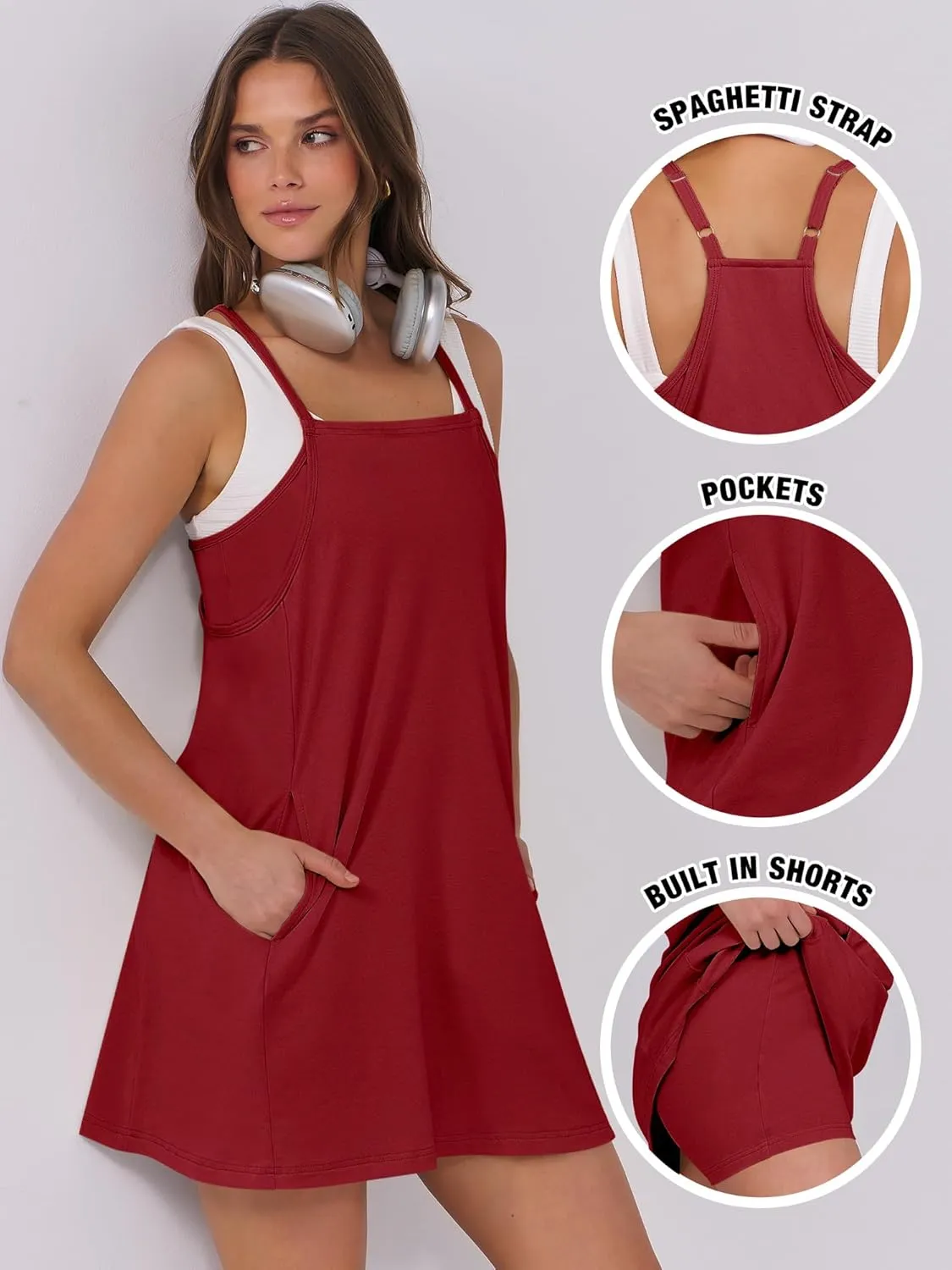 ANRABESS Womens Tennis Dress 2025 Trendy Summer Casual Loose Athletic Workout Exercise Golf Mini Romper Dress Built in Shorts