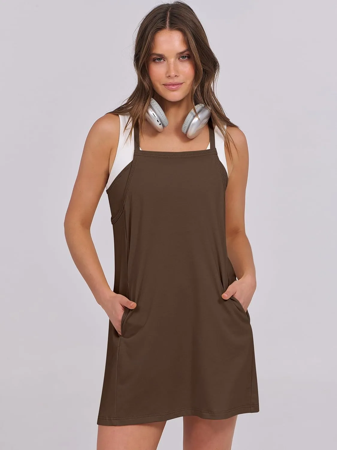 ANRABESS Womens Tennis Dress 2025 Trendy Summer Casual Loose Athletic Workout Exercise Golf Mini Romper Dress Built in Shorts