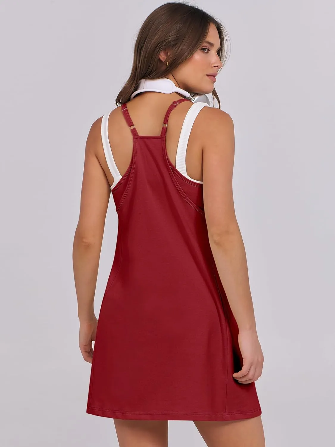 ANRABESS Womens Tennis Dress 2025 Trendy Summer Casual Loose Athletic Workout Exercise Golf Mini Romper Dress Built in Shorts
