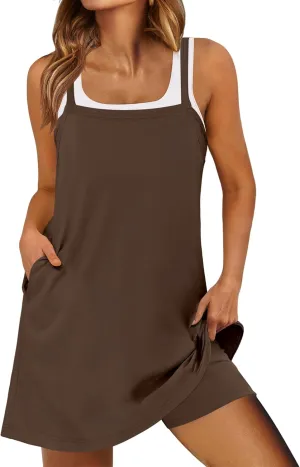 ANRABESS Womens Tennis Dress 2025 Trendy Summer Casual Loose Athletic Workout Exercise Golf Mini Romper Dress Built in Shorts