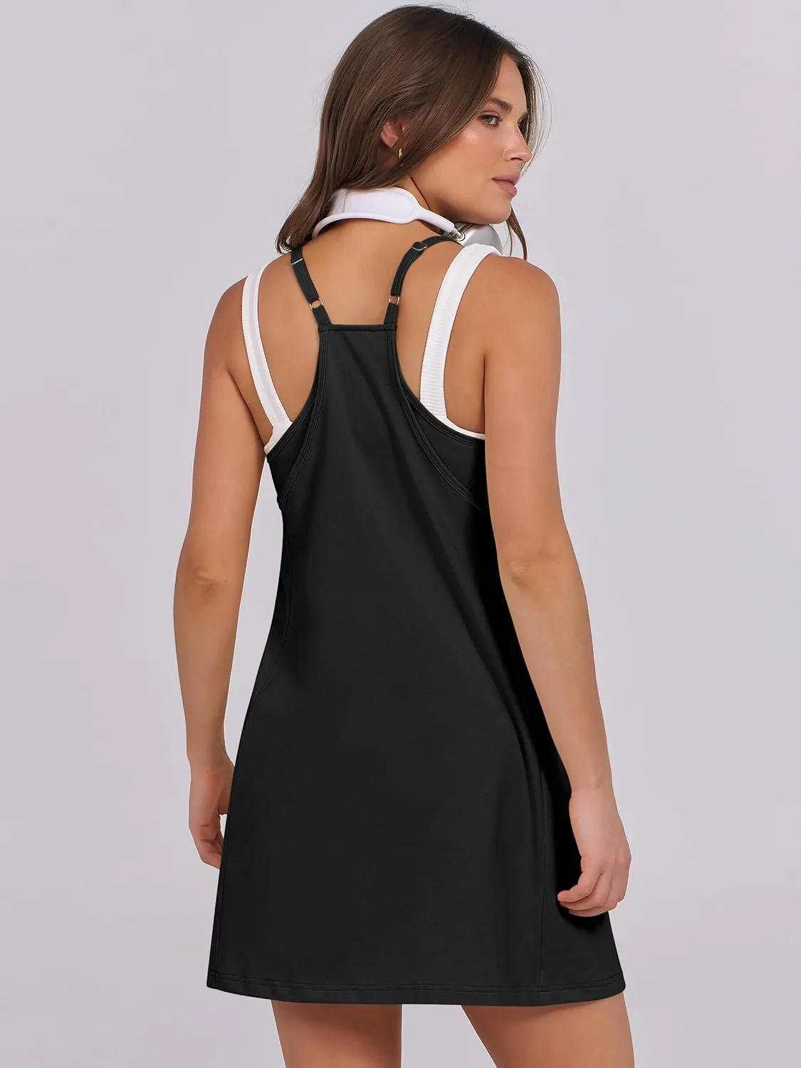 ANRABESS Womens Tennis Dress 2025 Trendy Summer Casual Loose Athletic Workout Exercise Golf Mini Romper Dress Built in Shorts