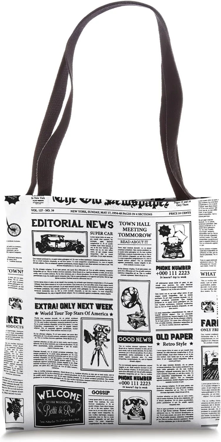 antique 1920 flapper old newspaper vintage black white retro Tote Bag