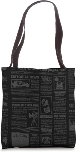 antique 1920s flapper newspaper vintage black monotone retro Tote Bag