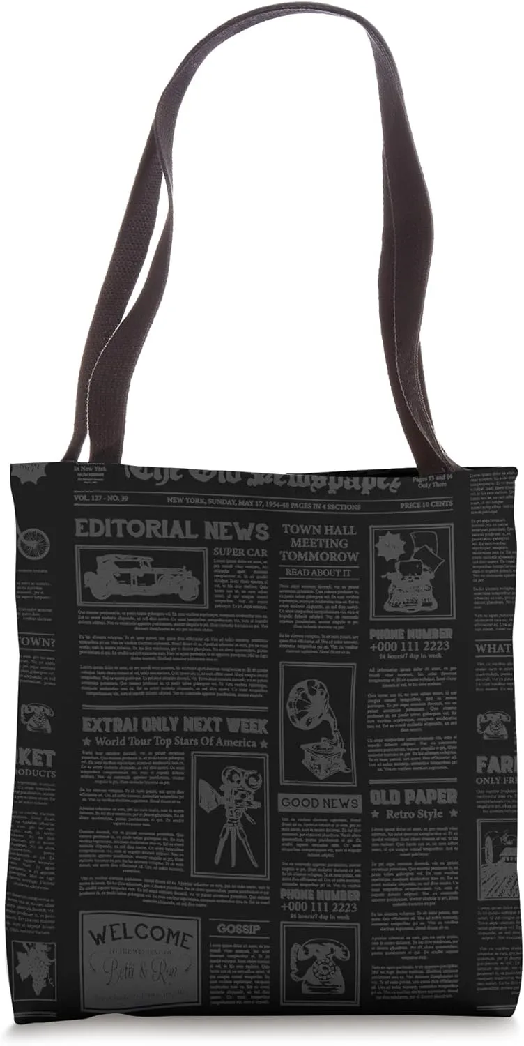 antique 1920s flapper newspaper vintage black monotone retro Tote Bag
