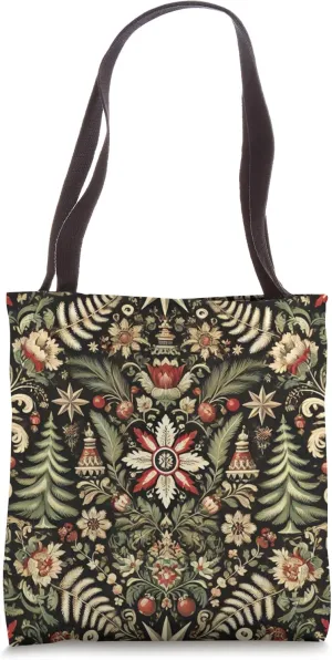 Antique Holiday Retro Christmas Polish Folk Art Wycinanki Tote Bag