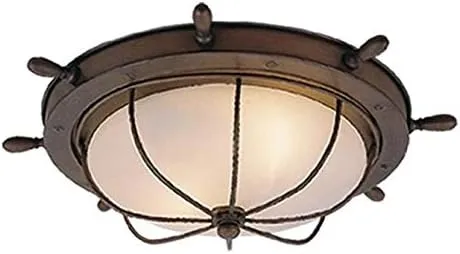 Antique Red Copper Orleans 2 Light Flush Mount Outdoor Ceiling Fixture with White Frosted Glass Shade - 15 Inches Wide