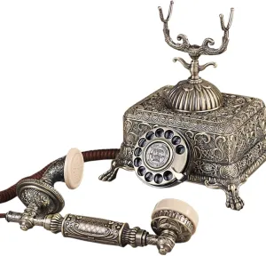 Antique Rotary Dial Telephone - European Retro Full Metal Landline for Home & Office Decor
