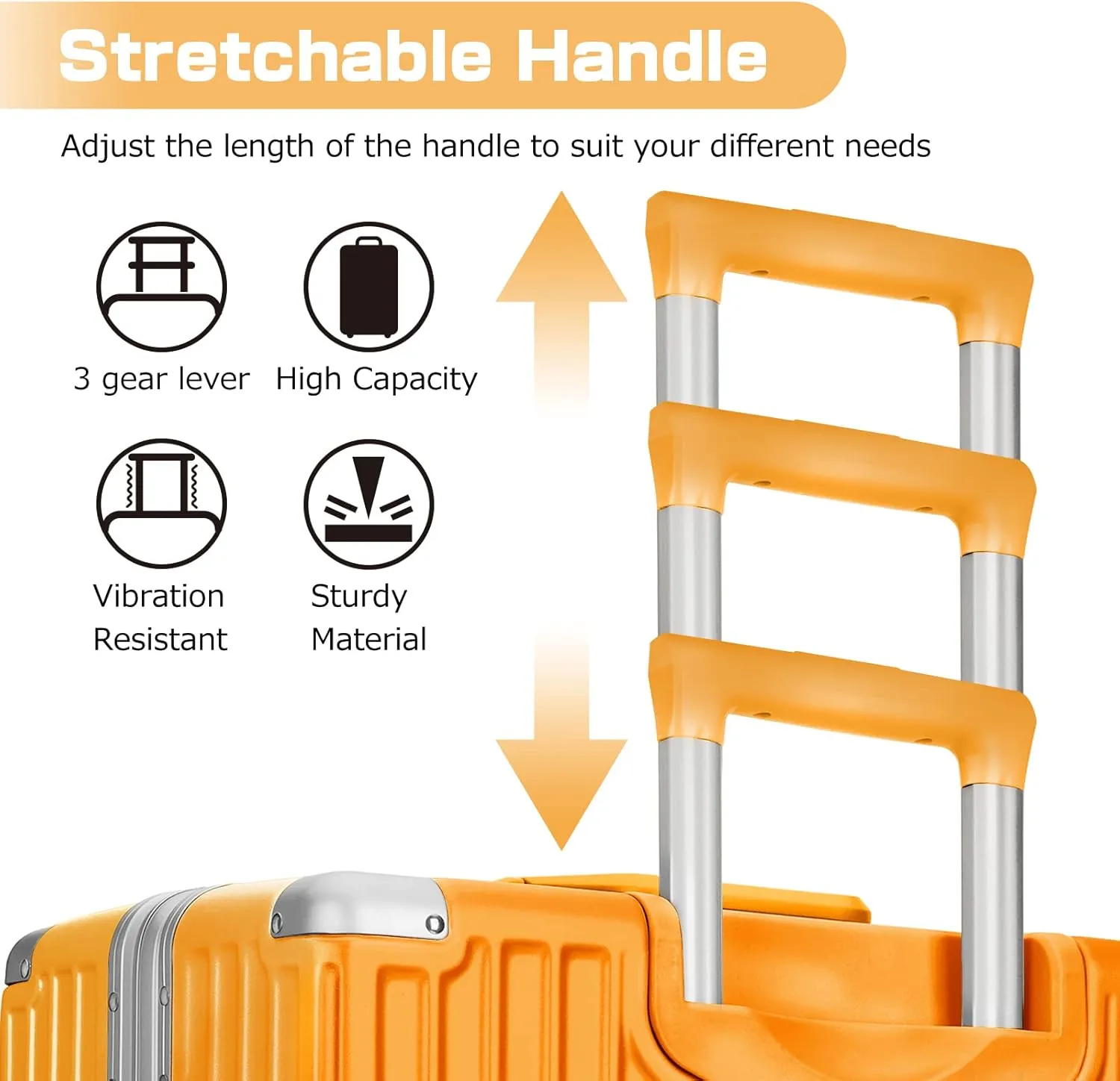 AnyZip Carry On Luggage Aluminium Frame Suitcase PC ABS Hard Shell TSA Lock No Zipper 20In Orange