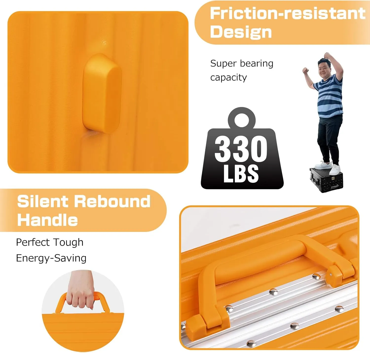 AnyZip Carry On Luggage Aluminium Frame Suitcase PC ABS Hard Shell TSA Lock No Zipper 20In Orange