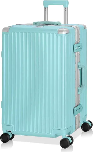 AnyZip Luggage Aluminium Frame Suitcase PC ABS Hard Shell TSA Lock No Zipper 24In Mint Green