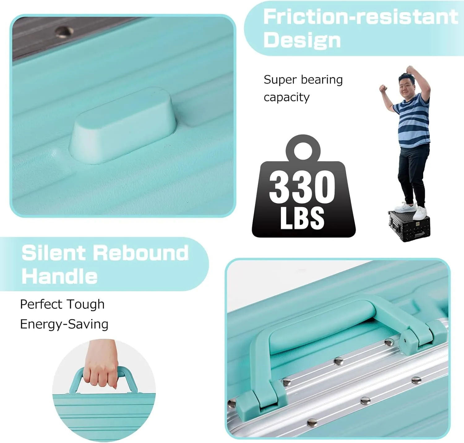 AnyZip Luggage Aluminium Frame Suitcase PC ABS Hard Shell TSA Lock No Zipper 24In Mint Green